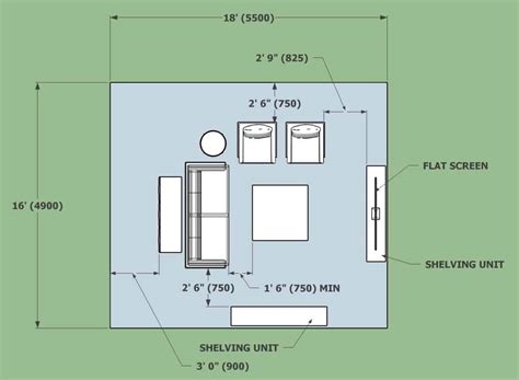 living room standard size in meters